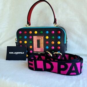 *UNIQUE* Karl Lagerfeld Black Multicolored Combo Crossbody Handbag
